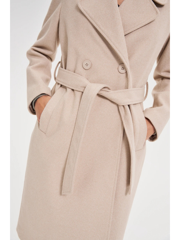 Moodo Kabát s páskom béžový Moodo
