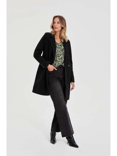 Moodo Dvojradový kabát čierny Moodo