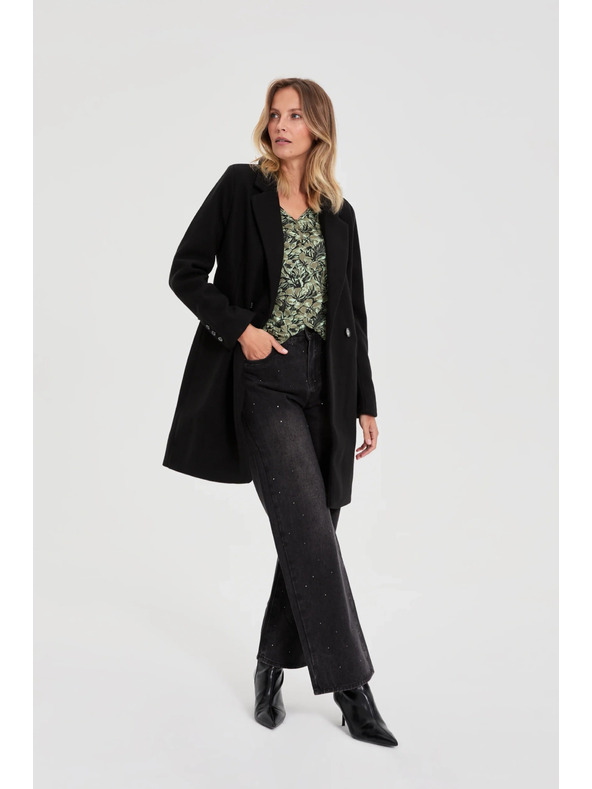 Moodo Dvojradový kabát čierny Moodo