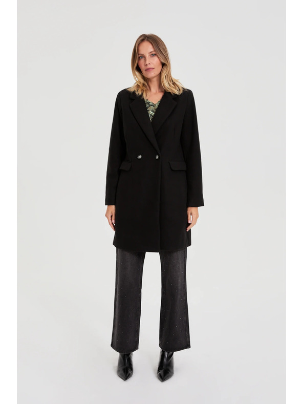 Moodo Dvojradový kabát čierny Moodo