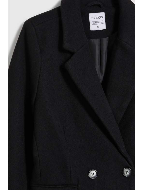 Moodo Dvojradový kabát čierny Moodo