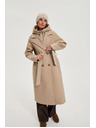 Moodo Dlhý kabát s kapucňou béžový Moodo