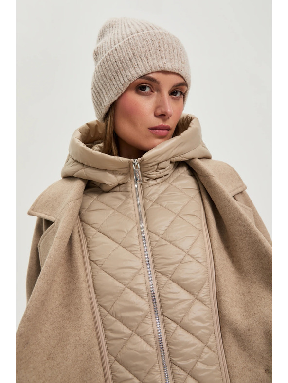 Moodo Dlhý kabát s kapucňou béžový Moodo
