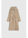 Moodo Dlhý kabát s kapucňou béžový Moodo