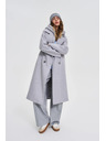 Moodo Dlhý kabát s kapucňou sivý Moodo