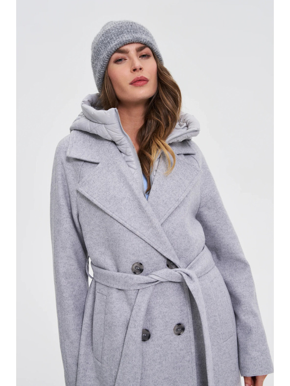 Moodo Dlhý kabát s kapucňou sivý Moodo