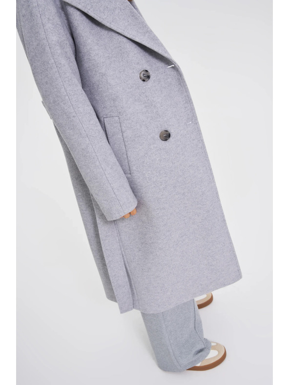 Moodo Dlhý kabát s kapucňou sivý Moodo