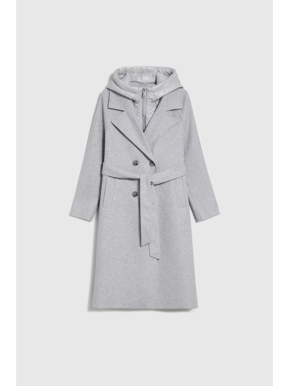 Moodo Dlhý kabát s kapucňou sivý Moodo