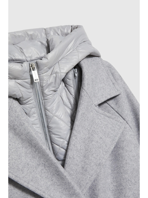 Moodo Dlhý kabát s kapucňou sivý Moodo