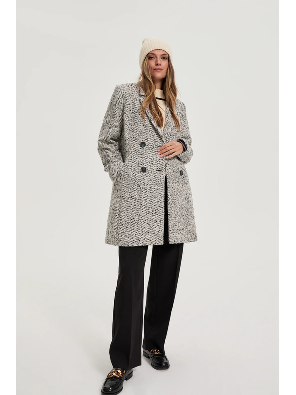 Moodo Kabát rybia kosť sivý Moodo