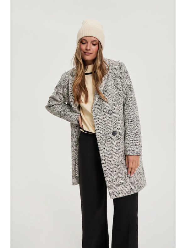 Moodo Kabát rybia kosť sivý Moodo