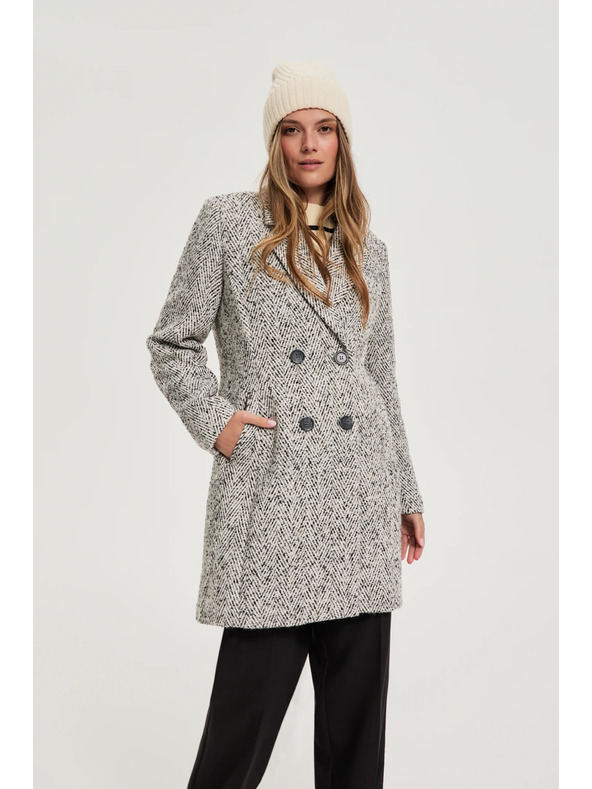 Moodo Kabát rybia kosť sivý Moodo