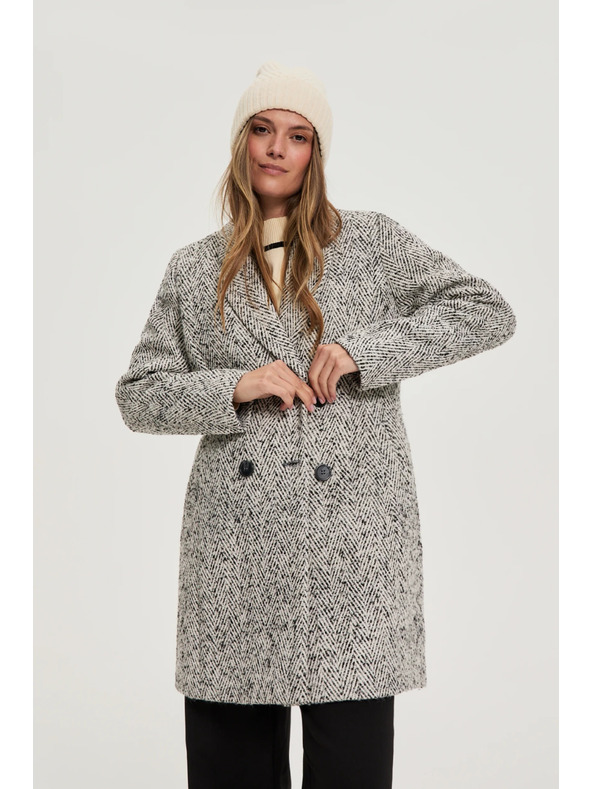 Moodo Kabát rybia kosť sivý Moodo