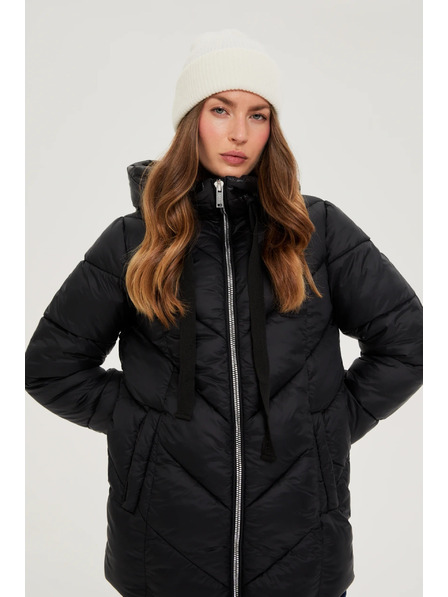 Moodo Prešívaná bunda s kapucňou čierna Moodo