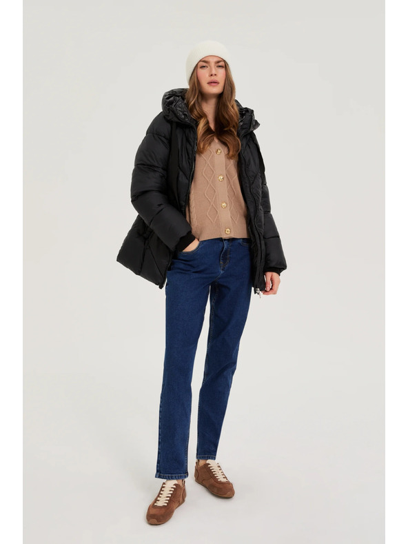 Moodo Prešívaná bunda s kapucňou čierna Moodo