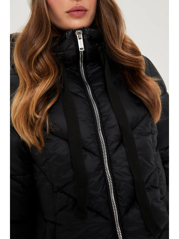 Moodo Prešívaná bunda s kapucňou čierna Moodo