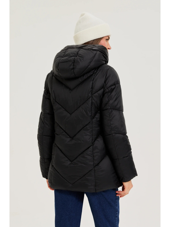 Moodo Prešívaná bunda s kapucňou čierna Moodo