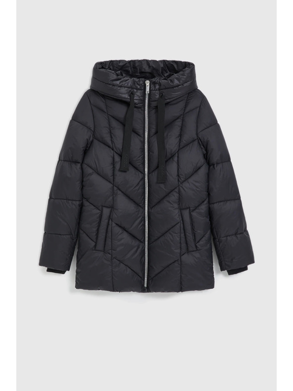 Moodo Prešívaná bunda s kapucňou čierna Moodo