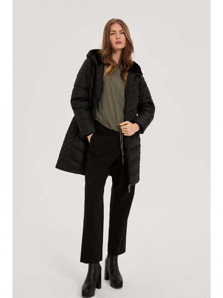 Moodo Bunda s prešívanou kapucňou čierna Moodo