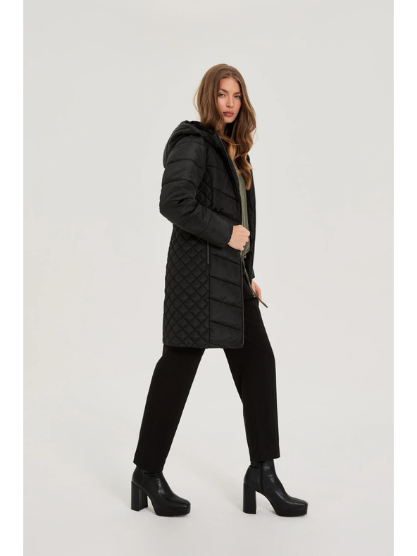 Moodo Bunda s prešívanou kapucňou čierna Moodo