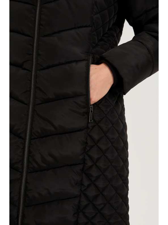 Moodo Bunda s prešívanou kapucňou čierna Moodo