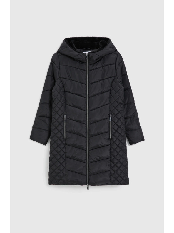 Moodo Bunda s prešívanou kapucňou čierna Moodo