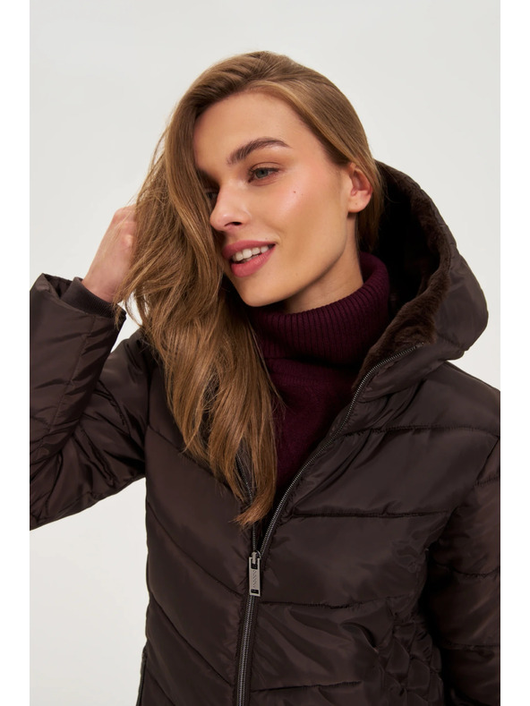 Moodo Bunda s prešívanou kapucňou hnedá Moodo