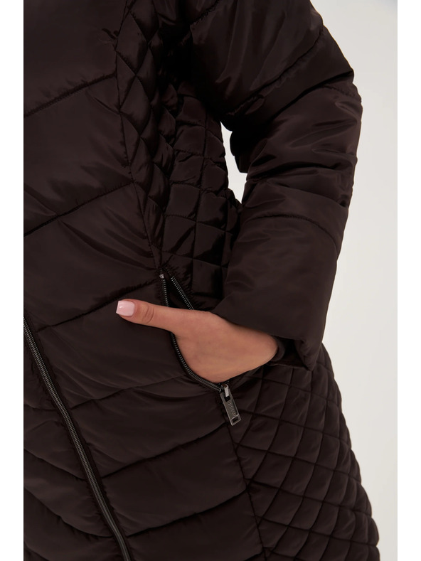 Moodo Bunda s prešívanou kapucňou hnedá Moodo