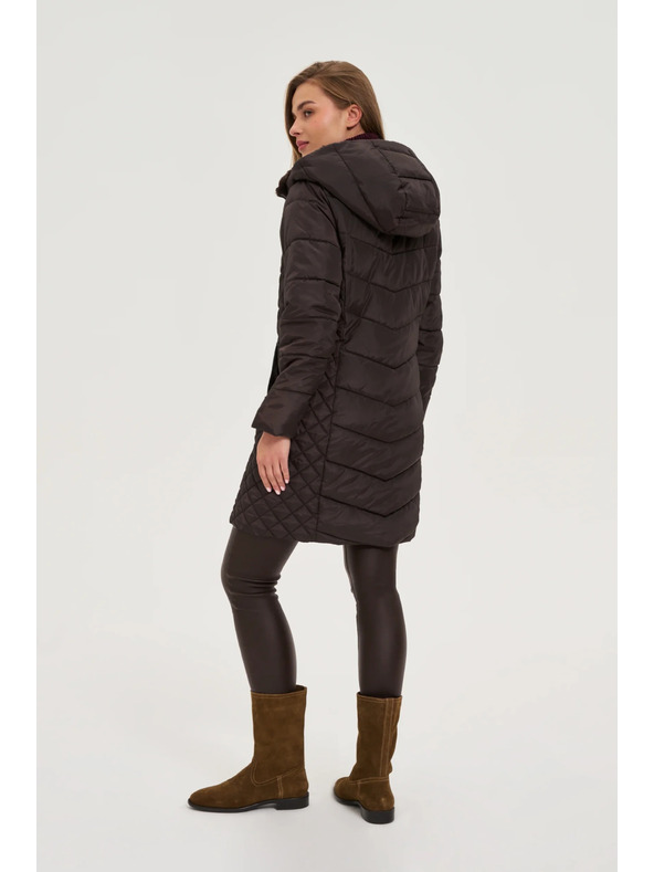 Moodo Bunda s prešívanou kapucňou hnedá Moodo