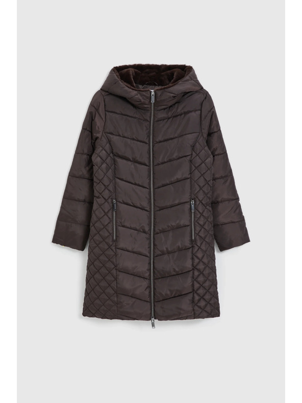 Moodo Bunda s prešívanou kapucňou hnedá Moodo