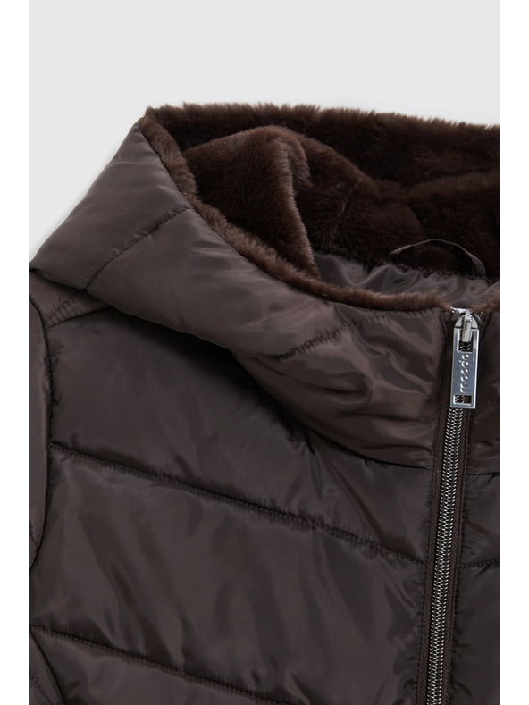 Moodo Bunda s prešívanou kapucňou hnedá Moodo