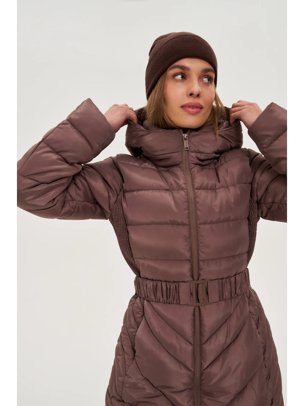 Moodo Bunda s páskom hnedá Moodo