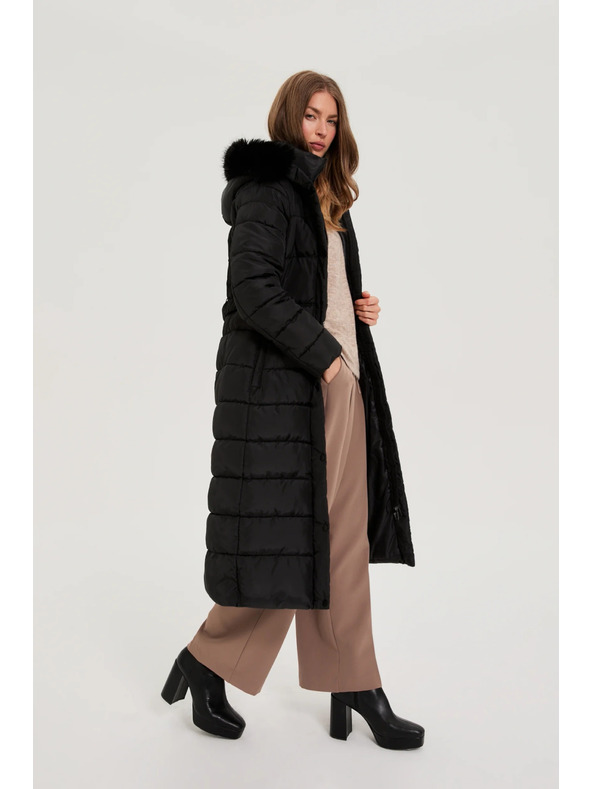 Moodo Dlhá bunda s kapucňou čierna Moodo
