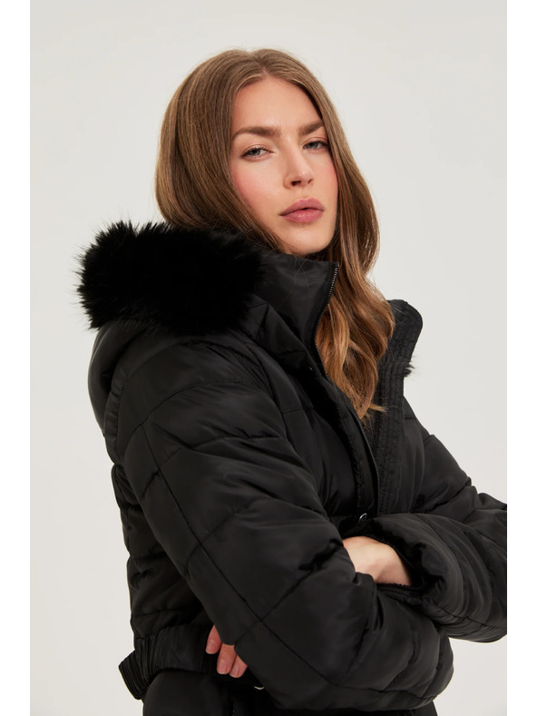 Moodo Dlhá bunda s kapucňou čierna Moodo