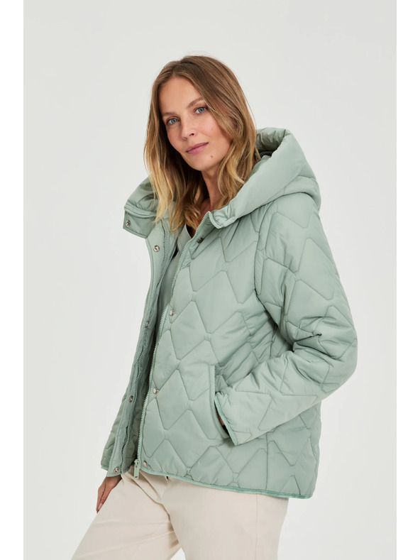 Moodo Prešívaná bunda s kapucňou olivová Moodo