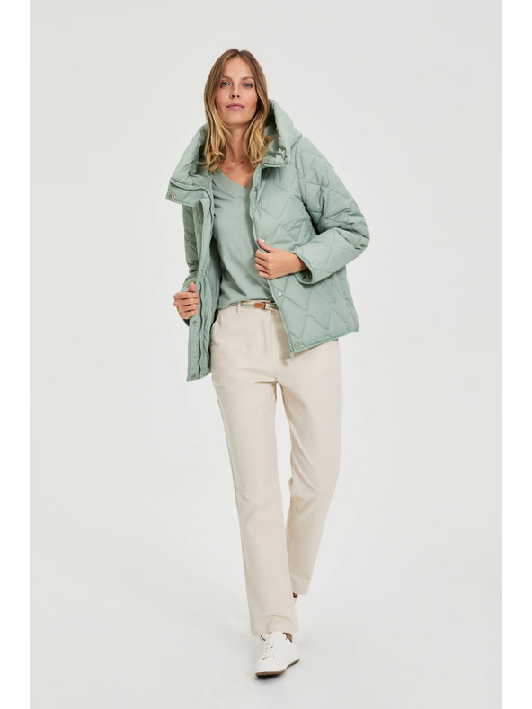 Moodo Prešívaná bunda s kapucňou olivová Moodo