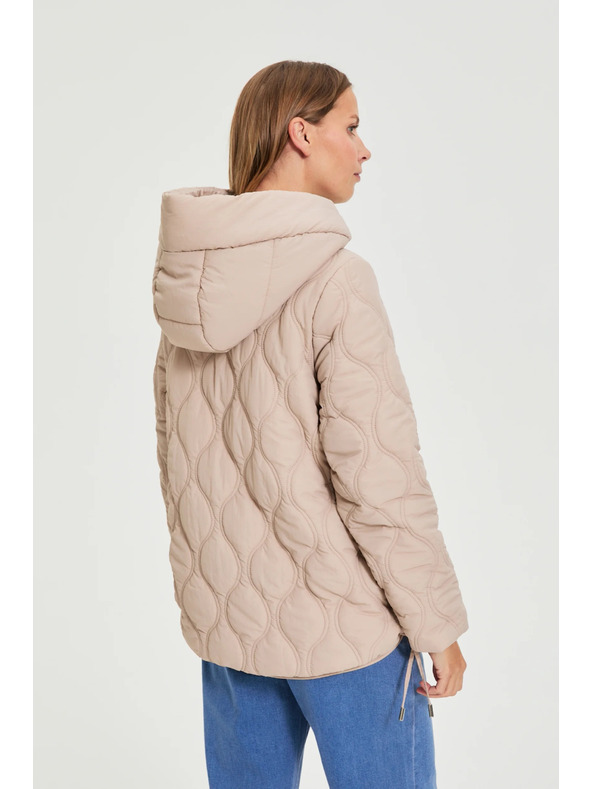 Moodo Prešívaná bunda s kapucňou béžová Moodo