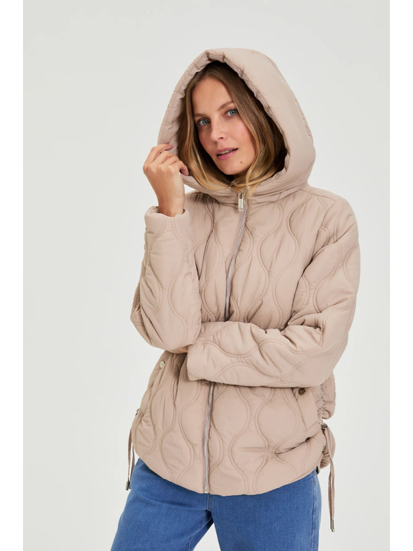 Moodo Prešívaná bunda s kapucňou béžová Moodo