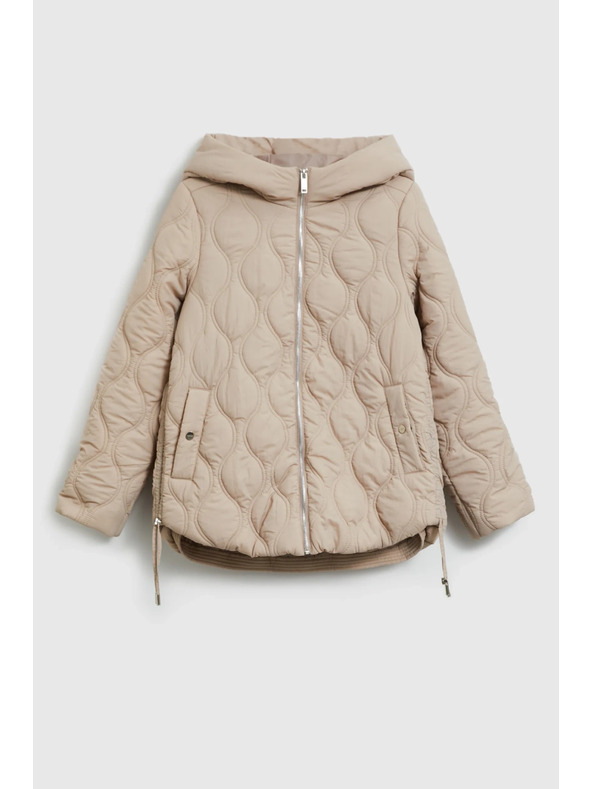 Moodo Prešívaná bunda s kapucňou béžová Moodo