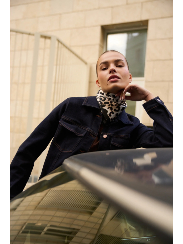 Moodo Tmavo modrá džínsová bunda Moodo