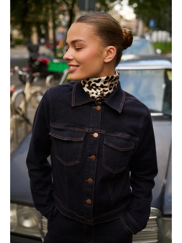 Moodo Tmavo modrá džínsová bunda Moodo