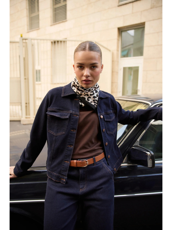 Moodo Tmavo modrá džínsová bunda Moodo