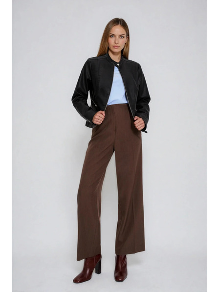 Moodo Čierna bunda z imitácie kože Moodo