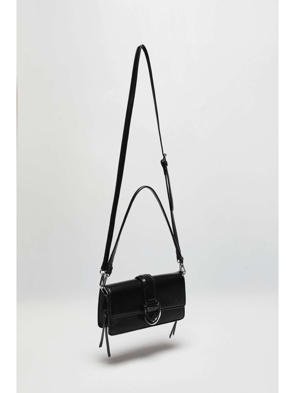 Moodo Čierna taška cez rameno so striebornou sponou Moodo