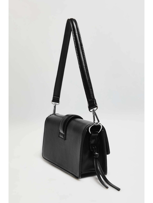 Moodo Čierna taška cez rameno so striebornou sponou Moodo