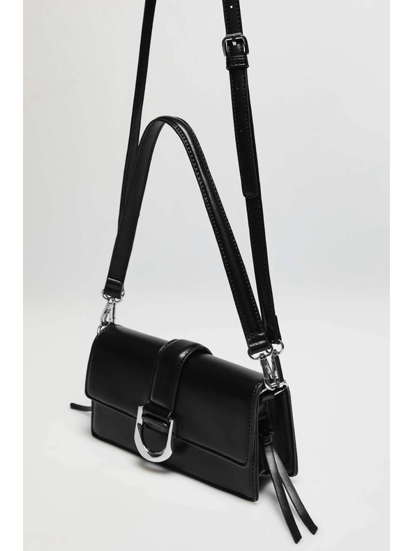 Moodo Čierna taška cez rameno so striebornou sponou Moodo