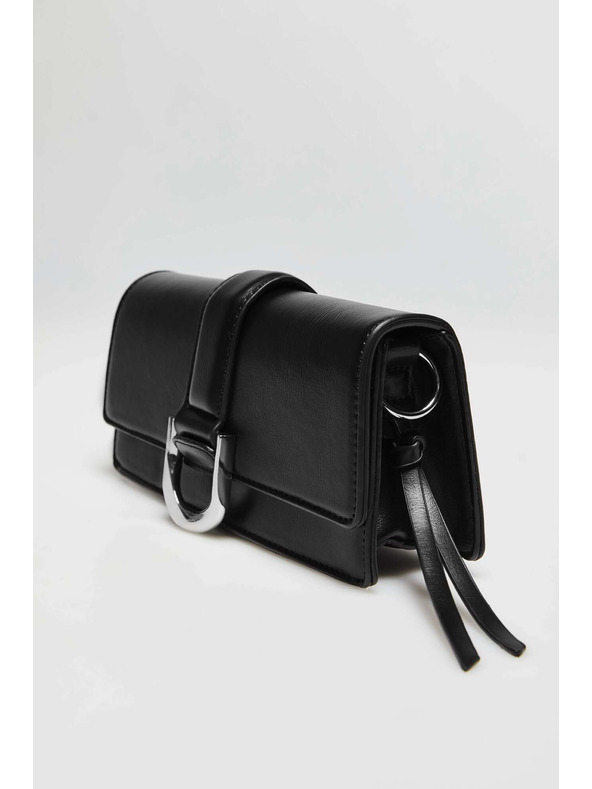 Moodo Čierna taška cez rameno so striebornou sponou Moodo