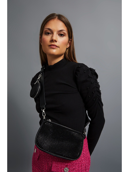 Moodo Čierna taška cez rameno so zipsom Moodo