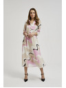 Moodo Béžové šaty s geometrickým vzorom a plisovaným spodkom Moodo