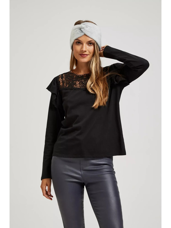 Moodo Teplá pletená čelenka do vlasov sivá Moodo